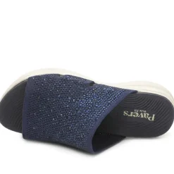 Wide Fit Diamante Cushioning Mule Sandals - Navy