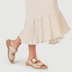 Wide Fit Dual-Fasten Mules - Beige