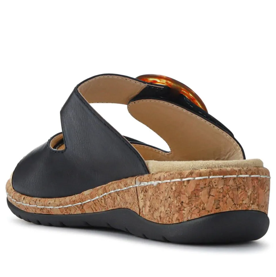 Wide Fit Dual-Fasten Mules - Black