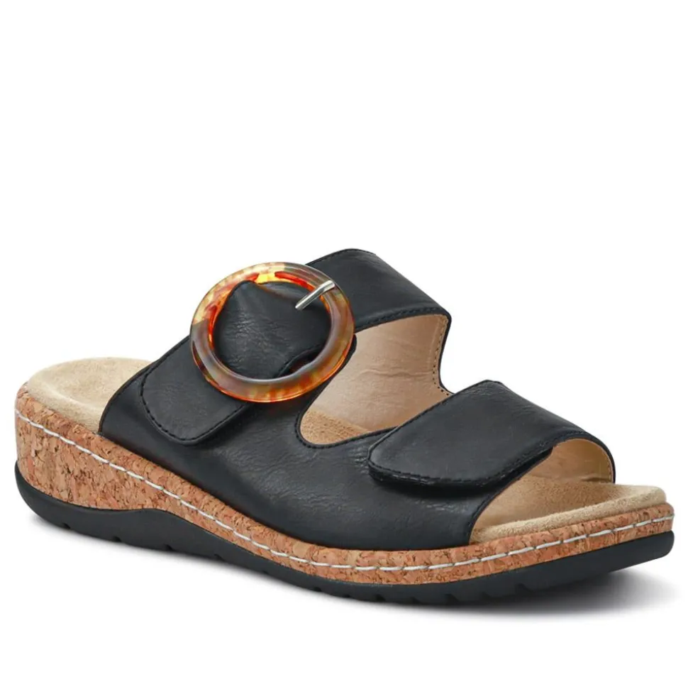 Wide Fit Dual-Fasten Mules - Black