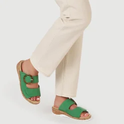 Wide Fit Dual-Fasten Mules - Green