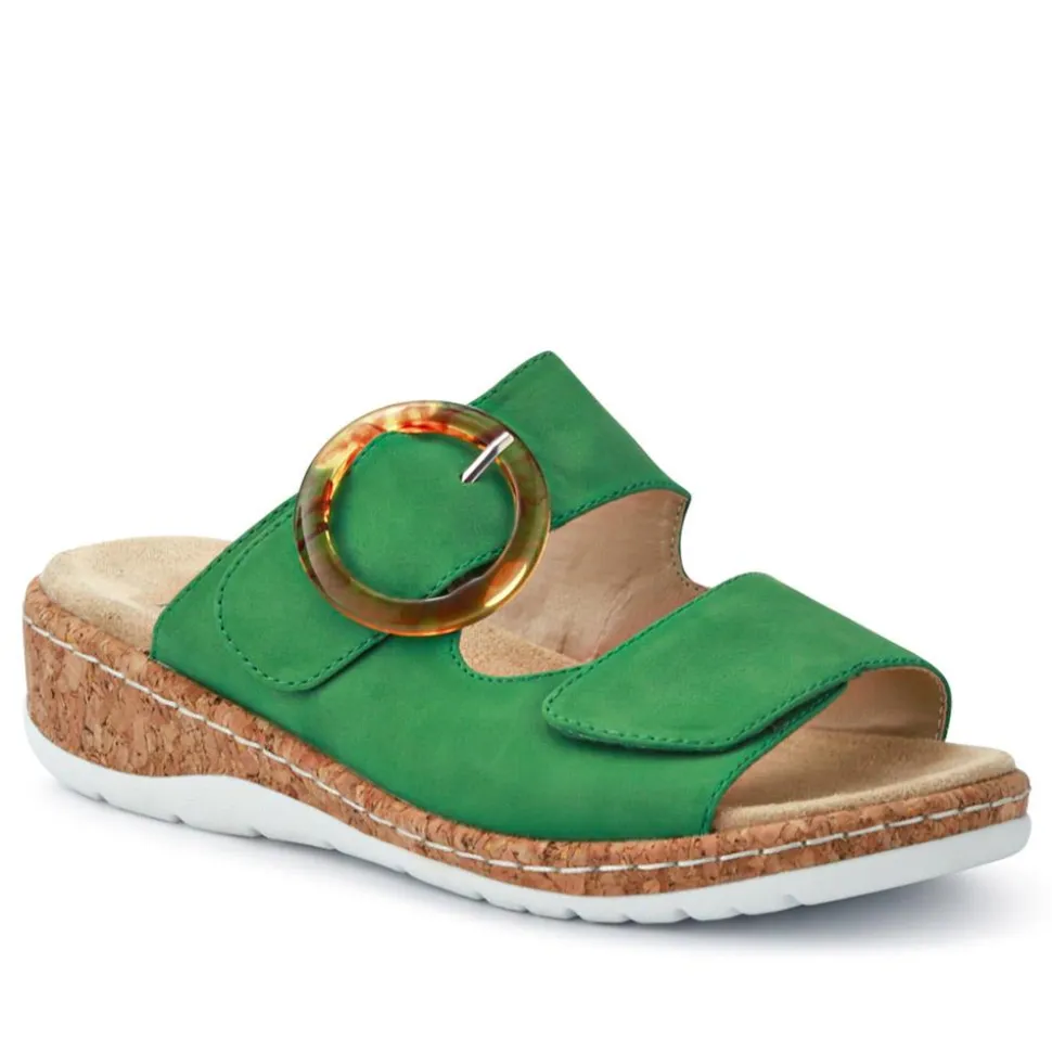 Wide Fit Dual-Fasten Mules - Green