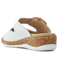 Wide Fit Dual-Fasten Mules - White