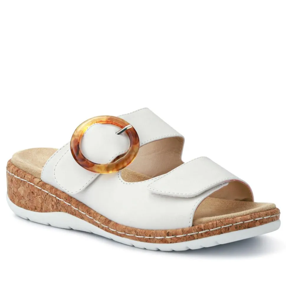 Wide Fit Dual-Fasten Mules - White