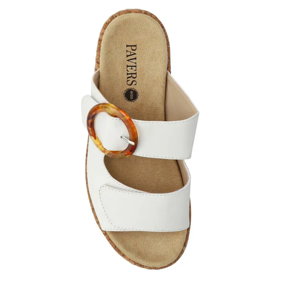 Wide Fit Dual-Fasten Mules - White