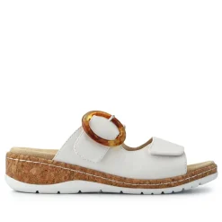 Wide Fit Dual-Fasten Mules - White