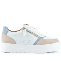 Wide-Fit Dual-Fasten Platform Trainers - White