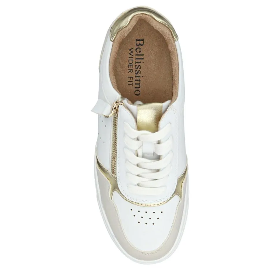Wide-Fit Dual-Fasten Platform Trainers - White Multi