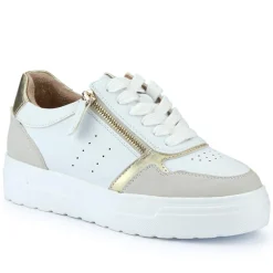 Wide-Fit Dual-Fasten Platform Trainers - White Multi