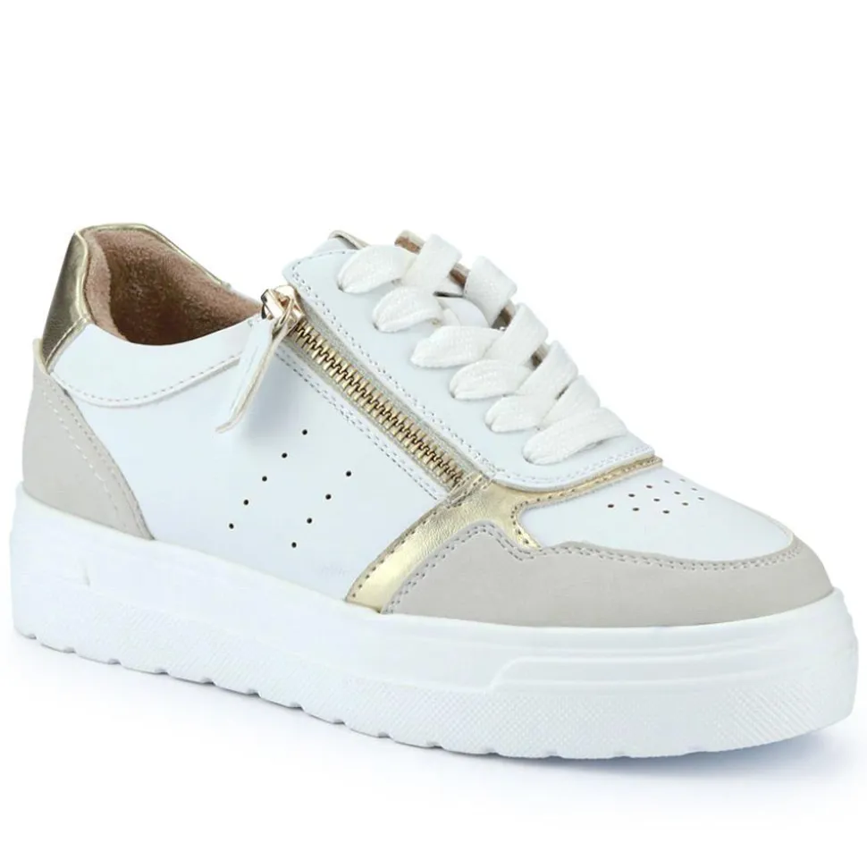 Wide-Fit Dual-Fasten Platform Trainers - White Multi
