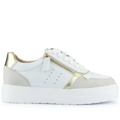 Wide-Fit Dual-Fasten Platform Trainers - White Multi