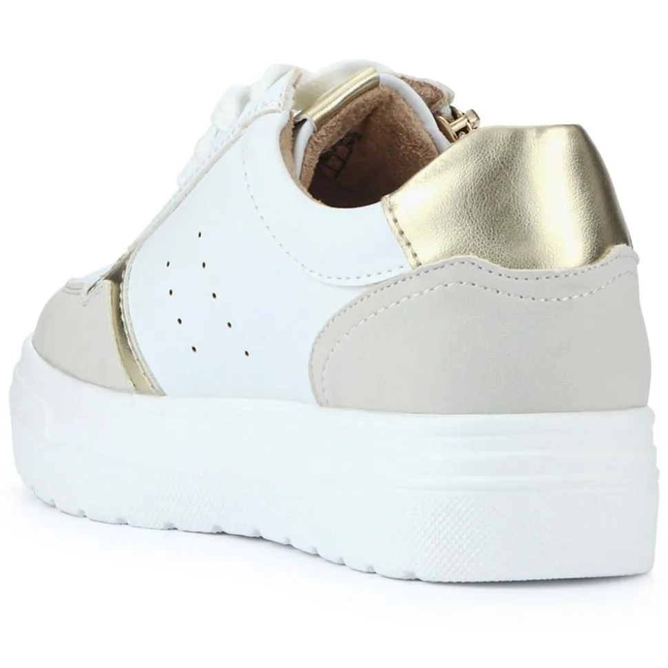 Wide-Fit Dual-Fasten Platform Trainers - White Multi