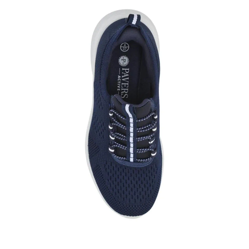 Wide Fit Easy Step In Bungee Lace Trainers - Navy