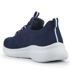 Wide Fit Easy Step In Bungee Lace Trainers - Navy