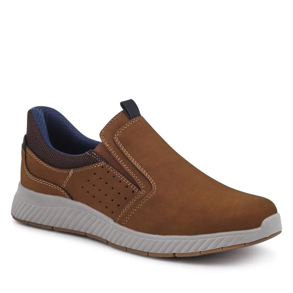 Wide Fit Elasticated Slip-On Shoes - Brown