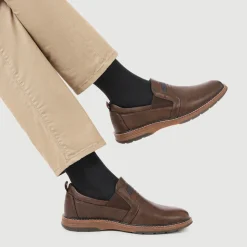Wide Fit Elasticated Slip-On Shoes - Dark Brown