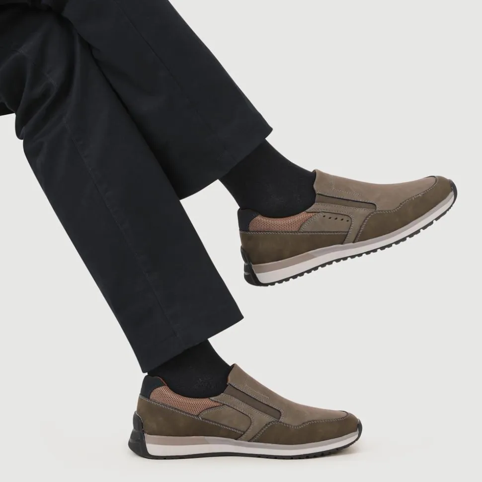 Wide Fit Elasticated Slip On Shoes - Khaki