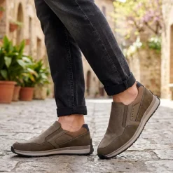 Wide Fit Elasticated Slip On Shoes - Khaki