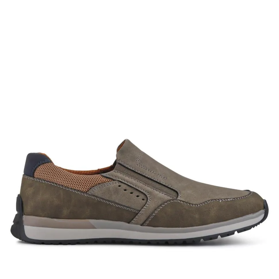 Wide Fit Elasticated Slip On Shoes - Khaki