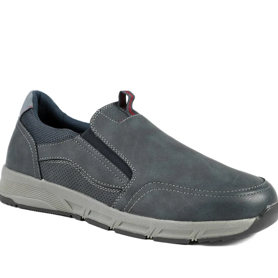 Wide-Fit Elasticated Slip On Shoes - Navy