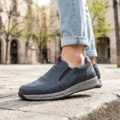 Wide-Fit Elasticated Slip On Shoes - Navy