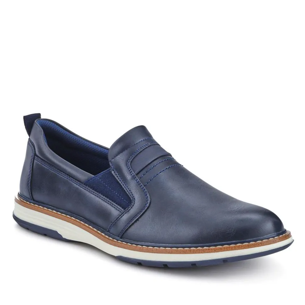 Wide Fit Elasticated Slip-On Shoes - Navy