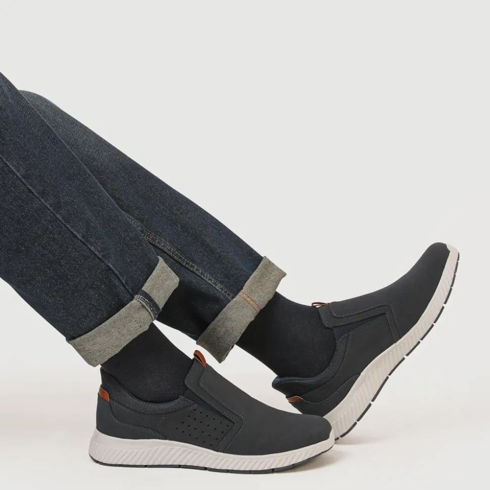 Wide Fit Elasticated Slip-On Shoes - Navy