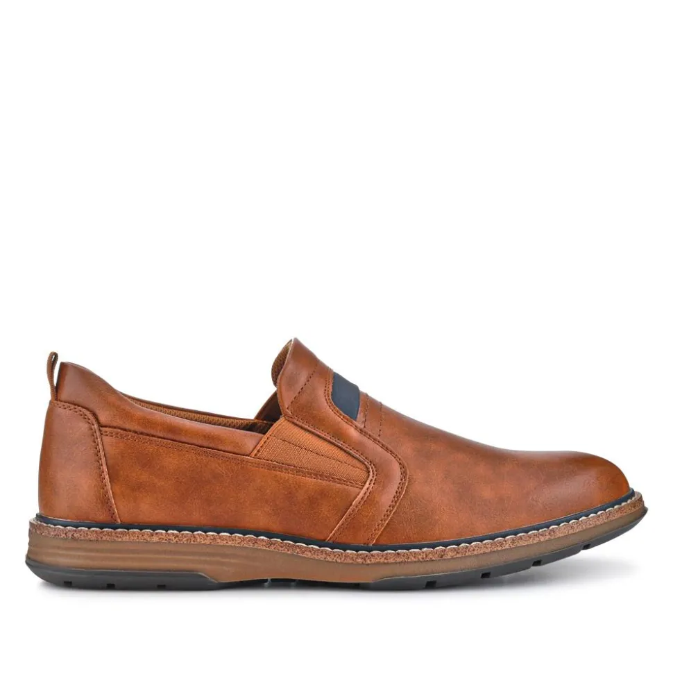 Wide Fit Elasticated Slip-On Shoes - Tan