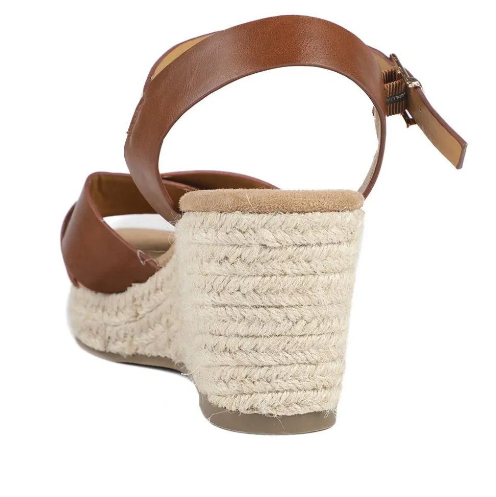 Wide Fit Espadrille Wedge Sandals - Tan