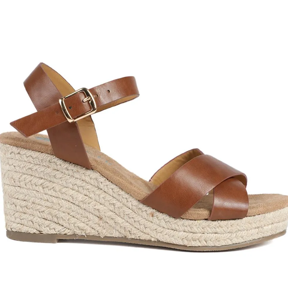 Wide Fit Espadrille Wedge Sandals - Tan