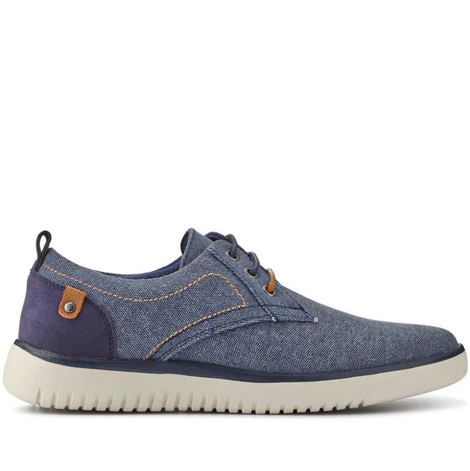 Wide-Fit Fabric Lace-Up Shoes - Navy