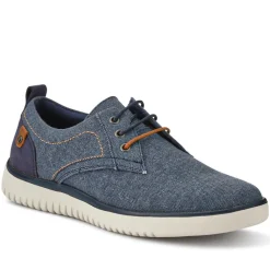 Wide-Fit Fabric Lace-Up Shoes - Navy