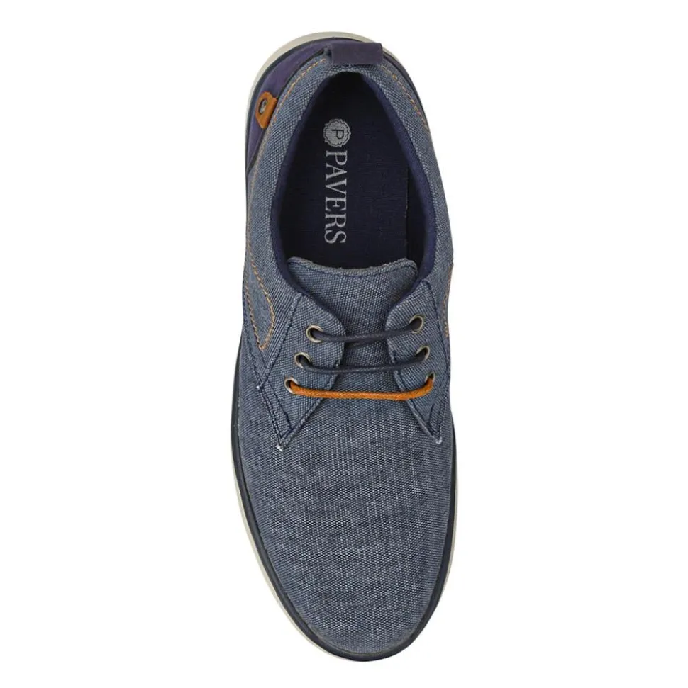 Wide-Fit Fabric Lace-Up Shoes - Navy