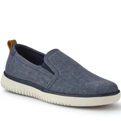 Wide-Fit Fabric Slip-On Shoes - Navy