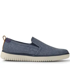 Wide-Fit Fabric Slip-On Shoes - Navy