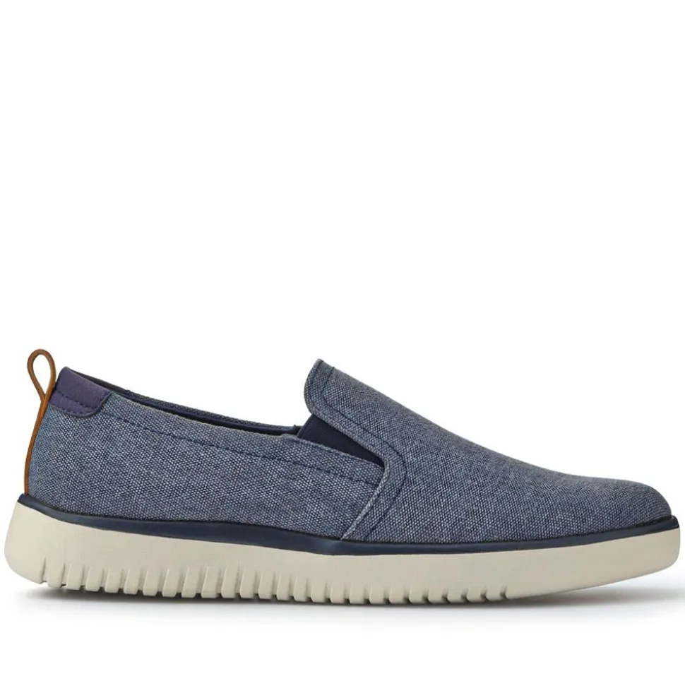 Wide-Fit Fabric Slip-On Shoes - Navy