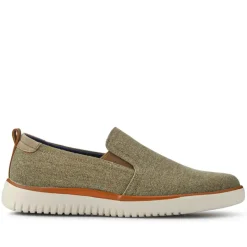 Wide-Fit Fabric Slip-On Shoes - Taupe