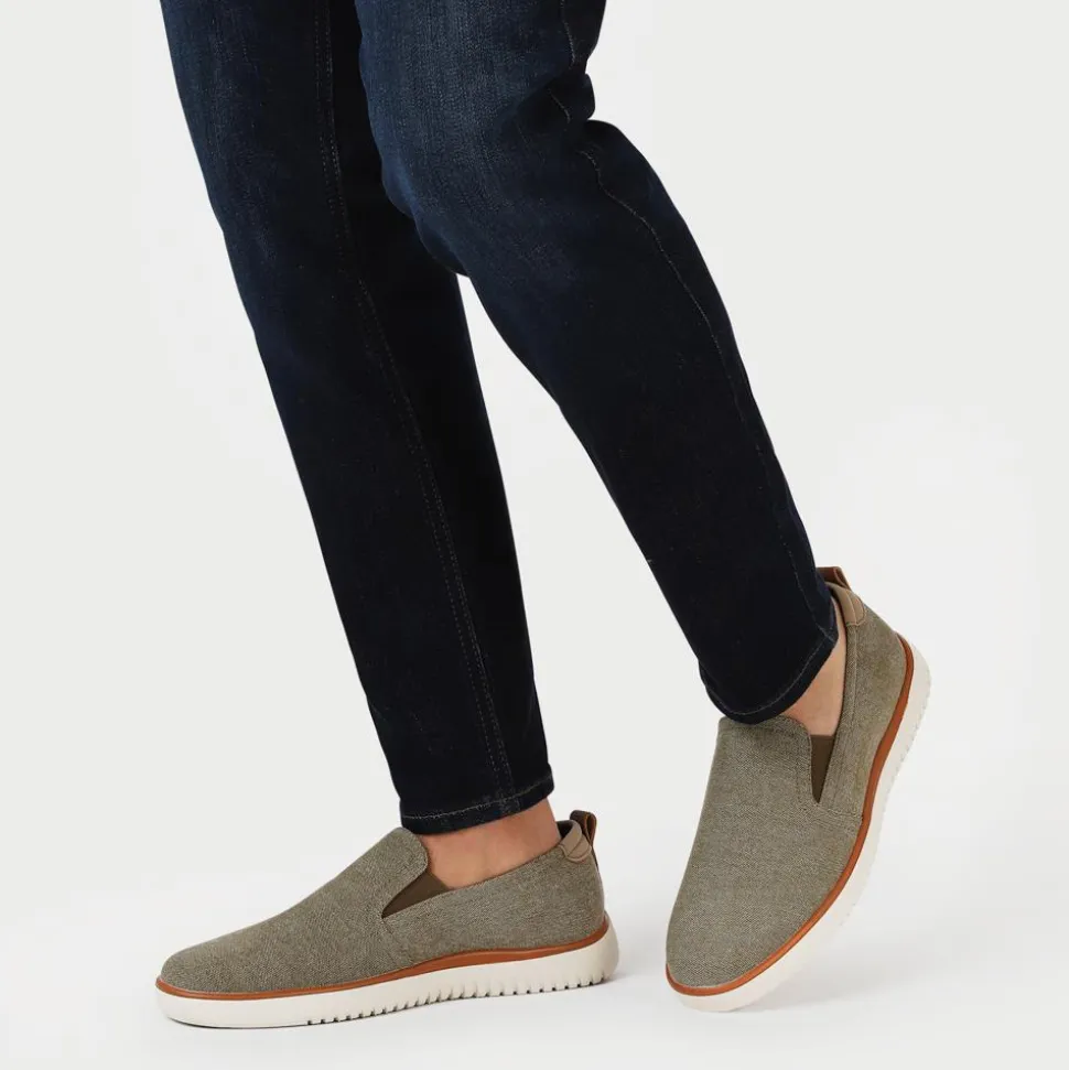Wide-Fit Fabric Slip-On Shoes - Taupe