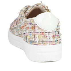 Wide Fit Fabric Zip & Lace Trainers - Multi