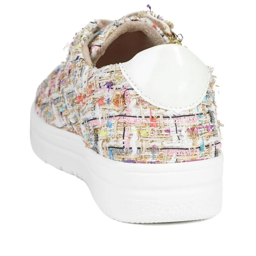 Wide Fit Fabric Zip & Lace Trainers - Multi