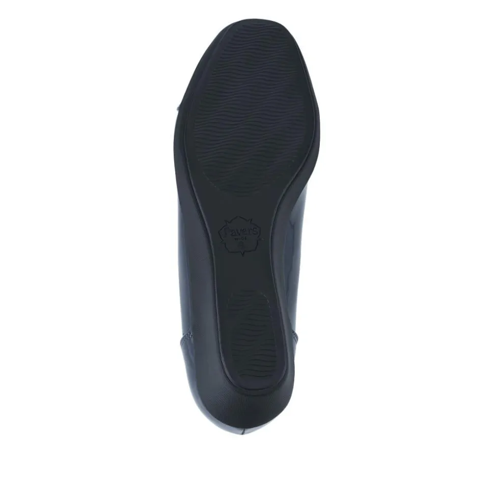 Wide Fit Flexible Wedge Heel Slip On Shoes - Navy Patent