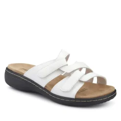 Wide Fit Fully Adjustable Mules - White