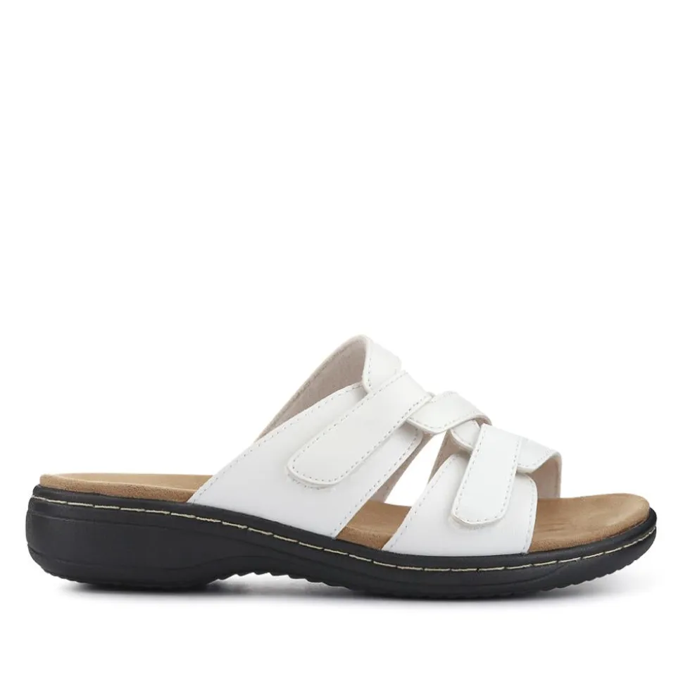 Wide Fit Fully Adjustable Mules - White