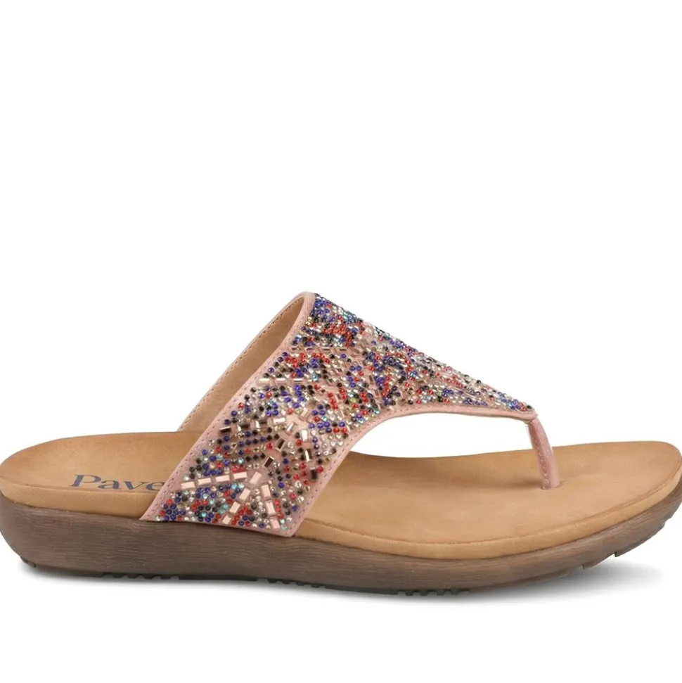 Wide Fit Jewelled Cushioned Toe Post Sandals - Multi