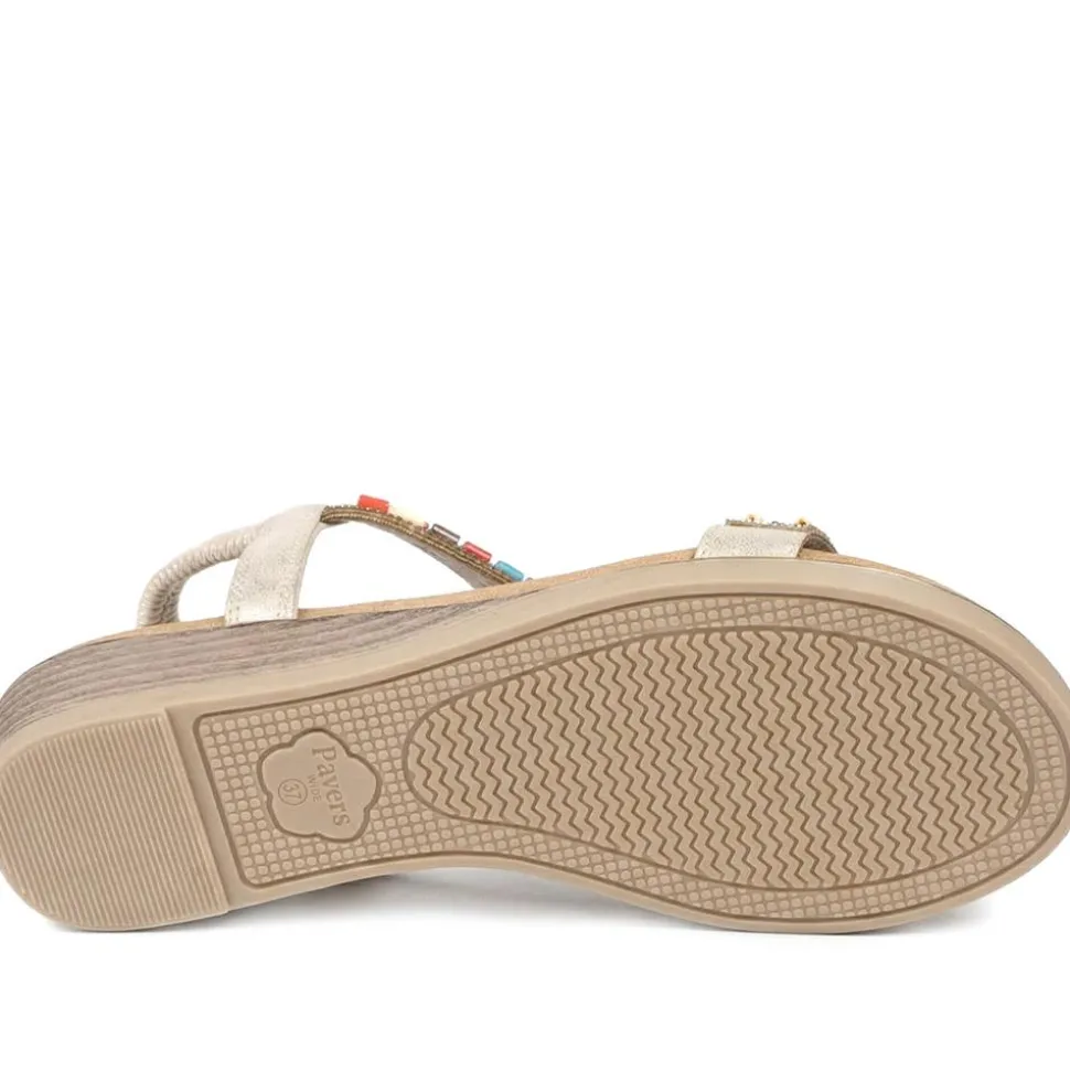 Wide Fit Jewelled Elastic Fit Sandals - Soft Gold