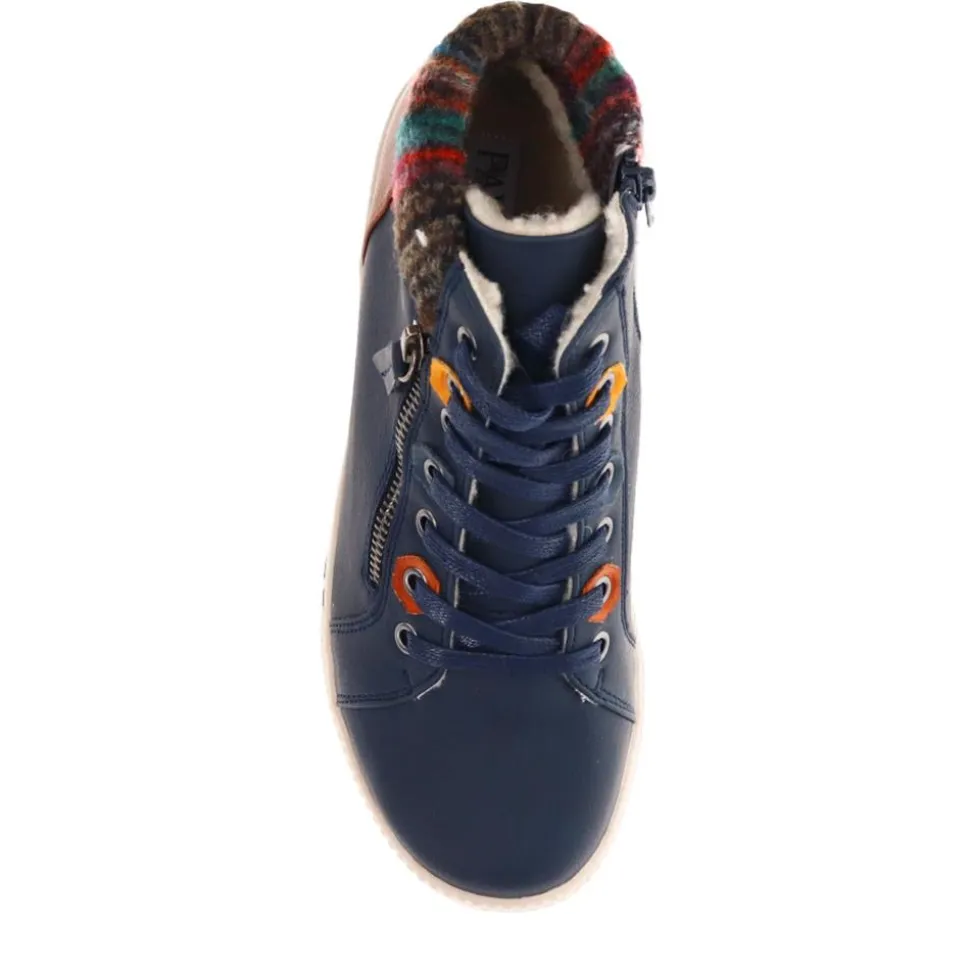 Wide Fit Knitted Cuff Ankle Boots - Navy