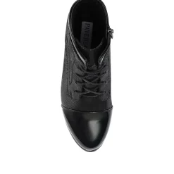 Wide Fit Lace-Up Ankle Boots - Black