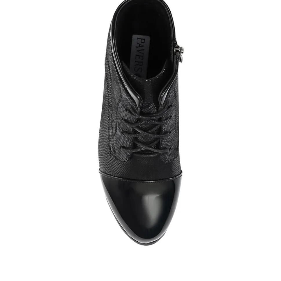 Wide Fit Lace-Up Ankle Boots - Black
