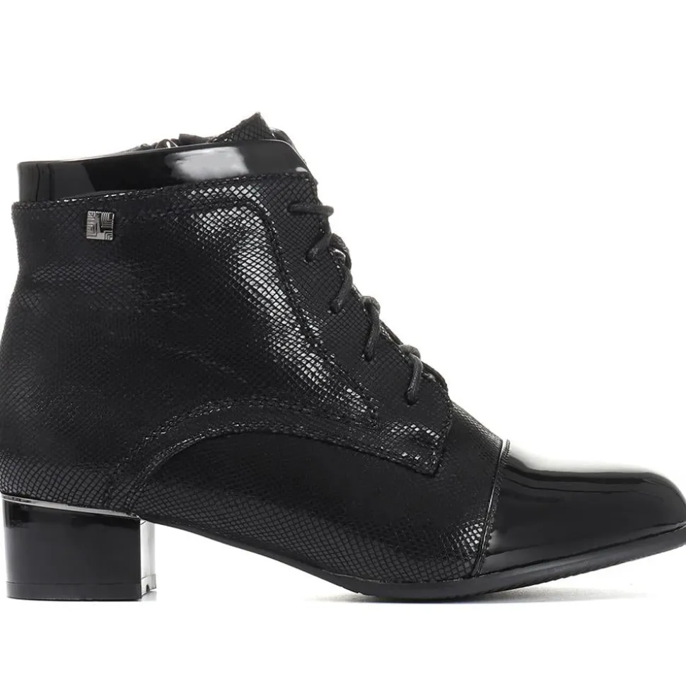 Wide Fit Lace-Up Ankle Boots - Black