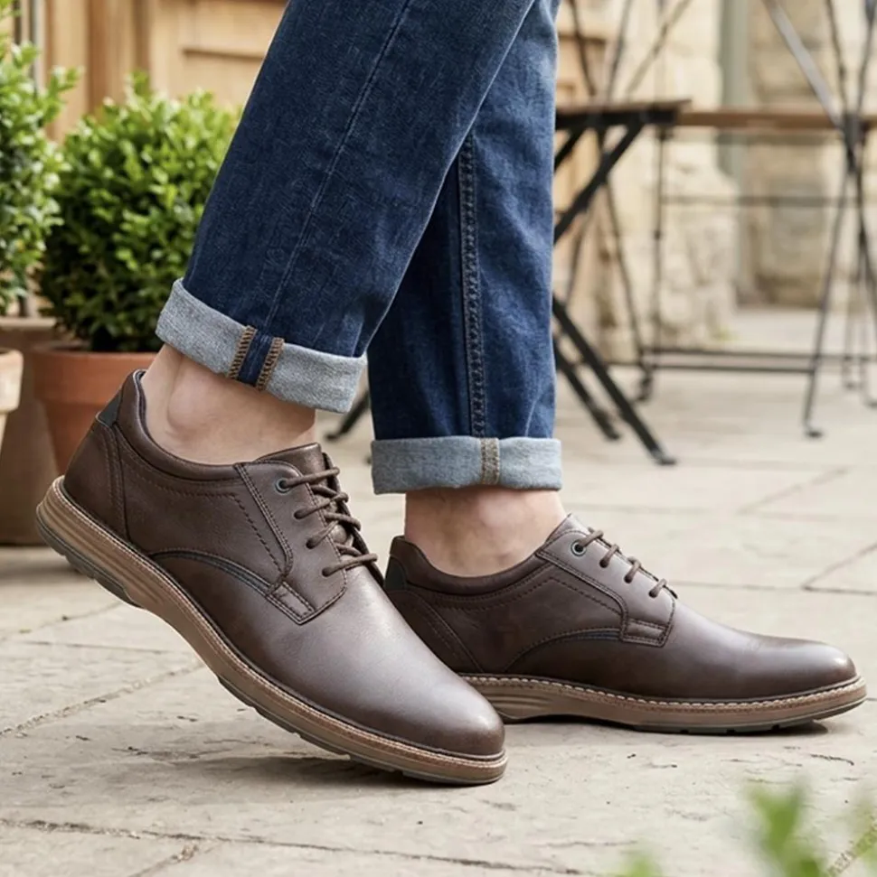 Wide Fit Lace-Up Casual Shoes - Dark Brown